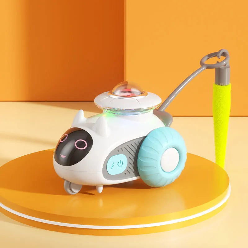Smart Interactive Cat Toy Automatic Cat Car Funny Feather Teaser Indoor Kitten Self Play Entertainment Long Battery Life