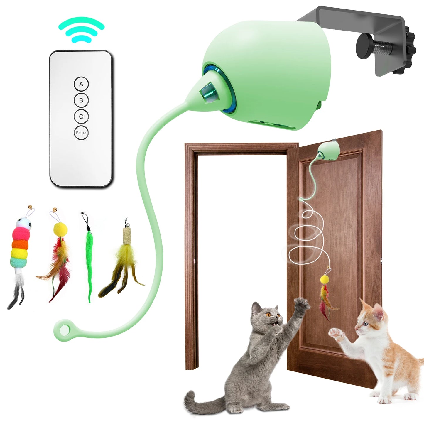 Interactive Cat Feather Toys, Hanging Electric Cat Toys for Indoor Cats, Cat Teaser Toy, Kitten Toys, Automatic Cat Toy