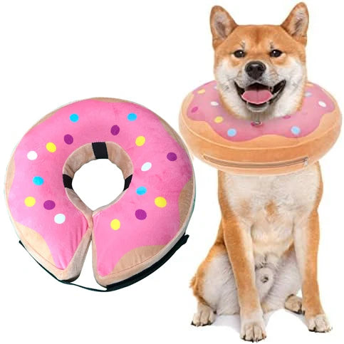 Soft Inflatable Dog Collar Elizabeth Cone Alternative, Post-Surgery Recovery Donut for Small to Large Dogs, Stops Licking Wounds