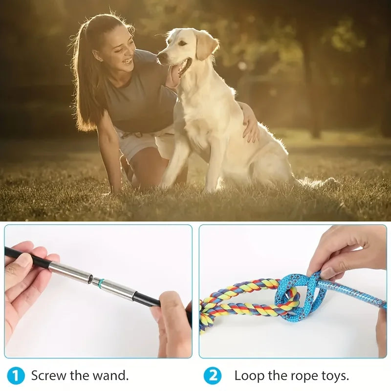 Dog training and flirting stick, a chasing and chewing toy used for exercise and emotional interaction.