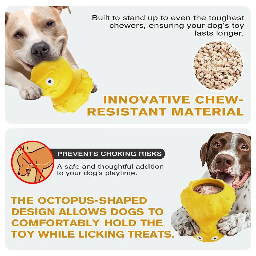 Indestructible Dog Toy for Aggressive Chewers Frozen Treat Holder with Molds to Keep Large Dogs Busy Reduce Anxiety Octopus