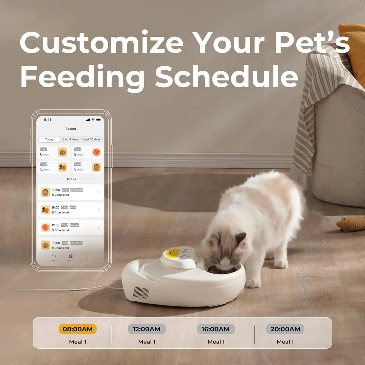 Robotail 2026 Upgraded Smart Wet Food Automatic Cat Feeder, Dual-Temp Refrigerated Auto Feeder with Semiconductor Cooling & Pre-
