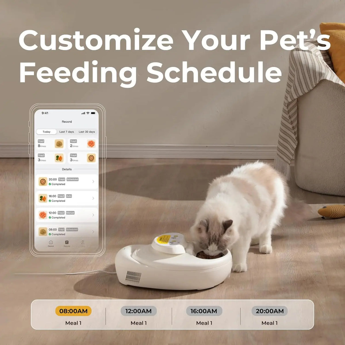 Robotail 2026 Upgraded Smart Wet Food Automatic Cat Feeder, Dual-Temp Refrigerated Auto Feeder with Semiconductor Cooling & Pre-