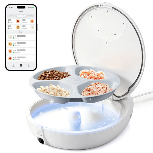 Robotail 2026 Upgraded Smart Wet Food Automatic Cat Feeder, Dual-Temp Refrigerated Auto Feeder with Semiconductor Cooling & Pre-