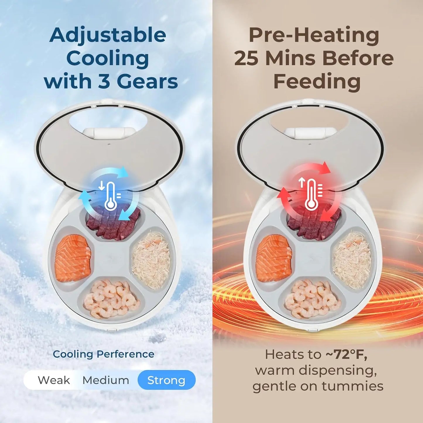 Robotail 2026 Upgraded Smart Wet Food Automatic Cat Feeder, Dual-Temp Refrigerated Auto Feeder with Semiconductor Cooling & Pre-
