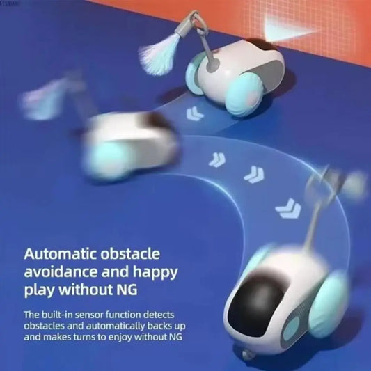 Plastic Turbo Tail Cat Toy Interactive Rechargeable Electronic Smart Cat Toy Feathers Automatic Moving Remote Control Toy Car