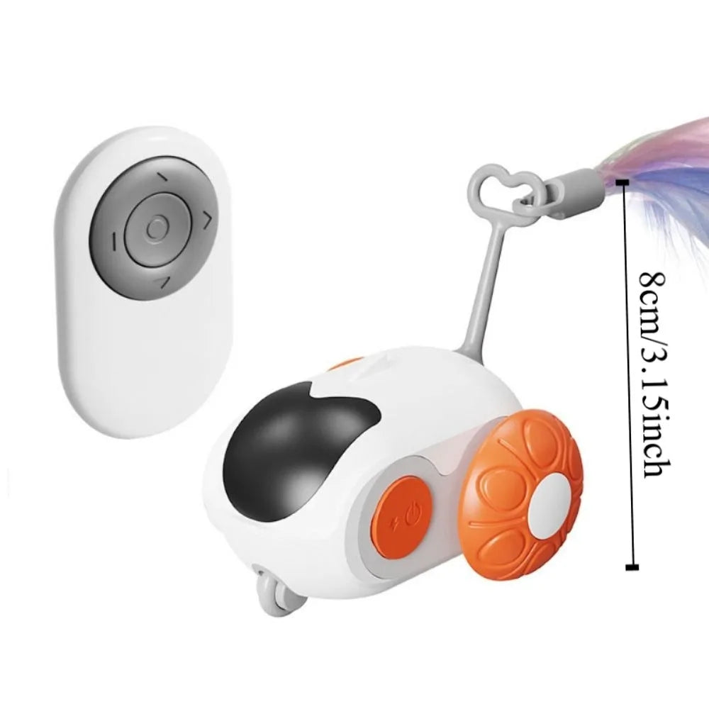 Plastic Turbo Tail Cat Toy Interactive Rechargeable Electronic Smart Cat Toy Feathers Automatic Moving Remote Control Toy Car
