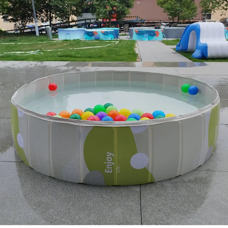 Foldable Anti-Scratch PVC Pet Bath Tub Quick Drain Multi-Purpose Dog Water Pool for Cats Kids Sand Play Thick No-Inflate Design