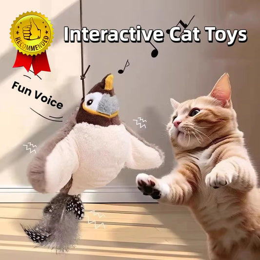 Pet USB Rechargeable Cat Interactive Toys Catnip Electric Pat Bird (with Catnip) Dog Cats Touch-Activated Squeaky Plush Hot Toy