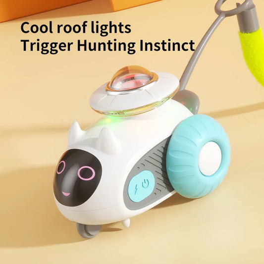 Smart Interactive Cat Toy Automatic Cat Car Funny Feather Teaser  Indoor Kitten Self Play Entertainment Long Battery Life