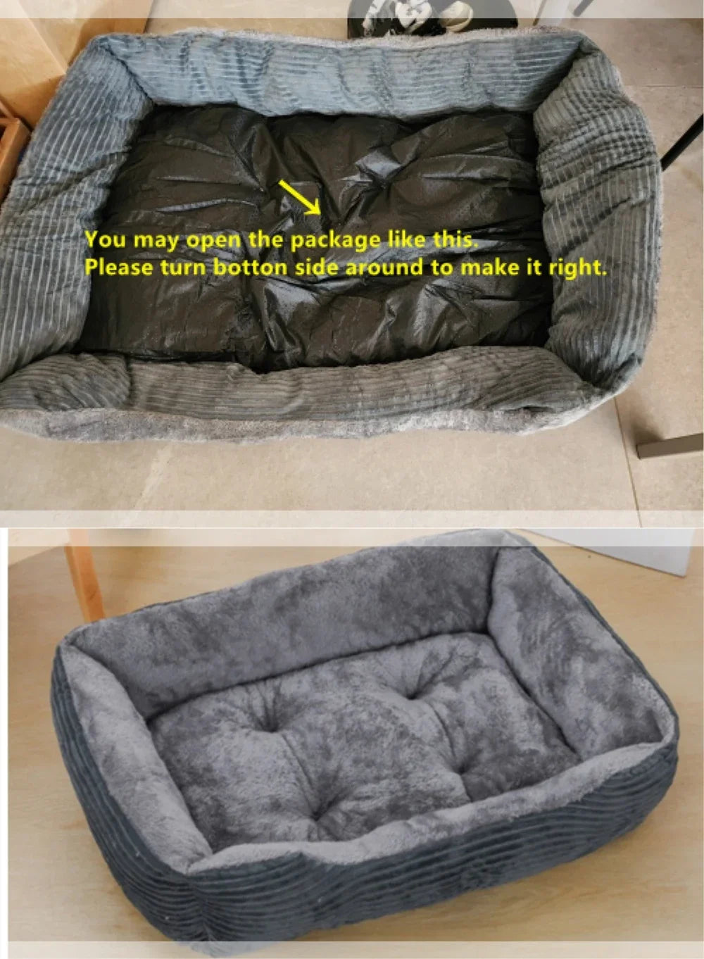 Square Dogs Bed, Dog Pet Accessories, Plush Calming Sofa Bed Soft Cushion for Little Small & Medium Cats Dogs