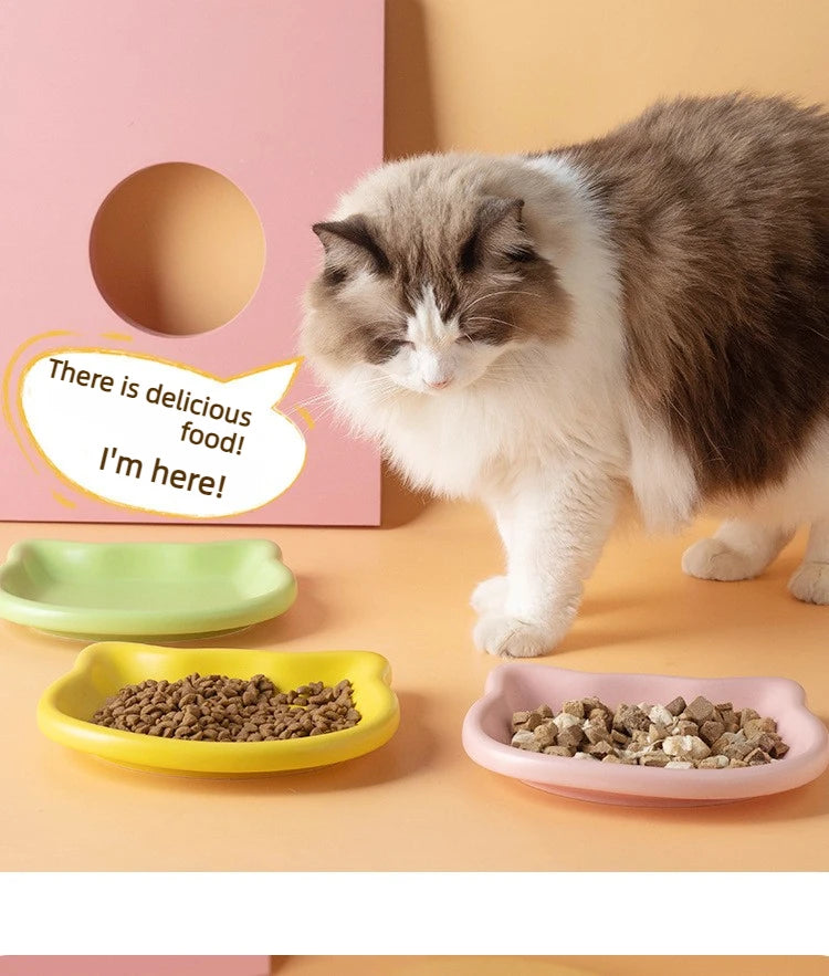 4-Color Pet Bowl Cat Food Dish Canned Snack Frozen Meal Plate for Dwarf Cats Premium Anti-Black-Nose Pet Dish Home Use Pet Bowl.
