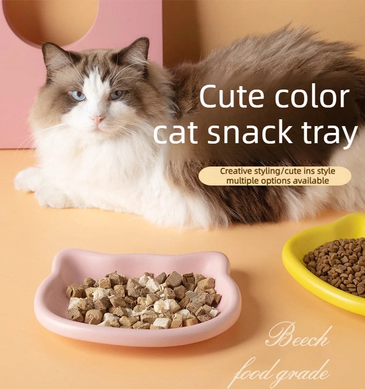 4-Color Pet Bowl Cat Food Dish Canned Snack Frozen Meal Plate for Dwarf Cats Premium Anti-Black-Nose Pet Dish Home Use Pet Bowl.