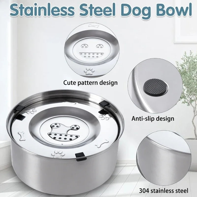 Stainless Steel Dog Floating Bowl No Spill Anti-Splash Non-Slip Pet water dispenser for dogs Big Capacity Dog Feeder Bowl