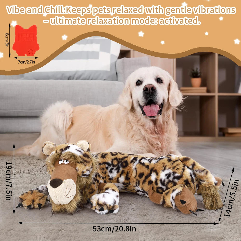 Large Leopard Puppy Heartbeat Toy Comfort Cuddle Pillow Stress Relief & Soothing Aid Soft Toy for Emotional Support