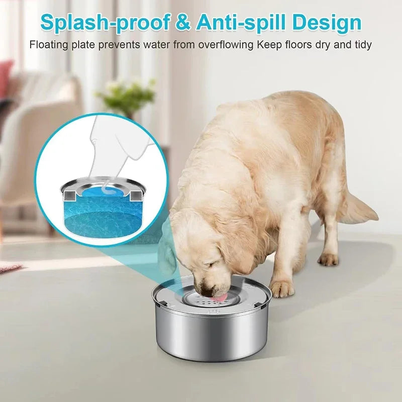 Stainless Steel Dog Floating Bowl No Spill Anti-Splash Non-Slip Pet water dispenser for dogs Big Capacity Dog Feeder Bowl