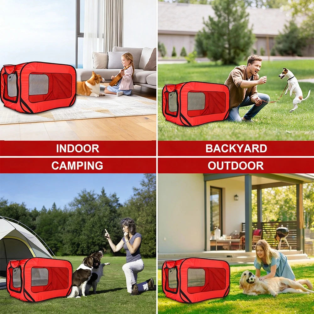 Large SUV Car Trunk Pet Carrier Foldable Dog Crate Pop Up Breathable Mesh Waterproof Tent for Dogs Cats Travel Camping Outdoor