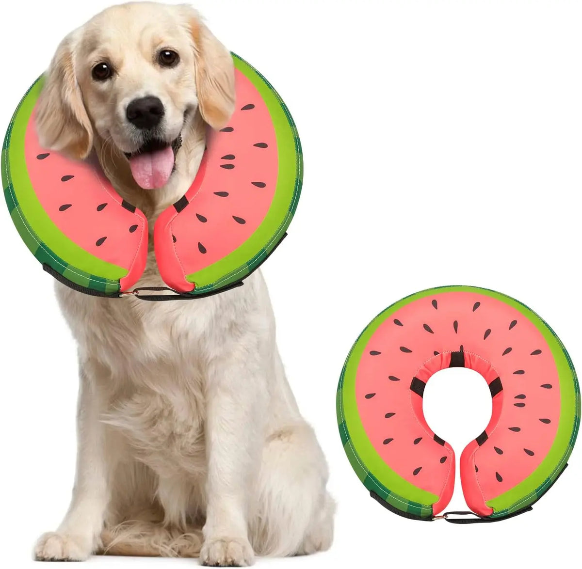 Soft Inflatable Dog Collar Elizabeth Cone Alternative, Post-Surgery Recovery Donut for Small to Large Dogs, Stops Licking Wounds