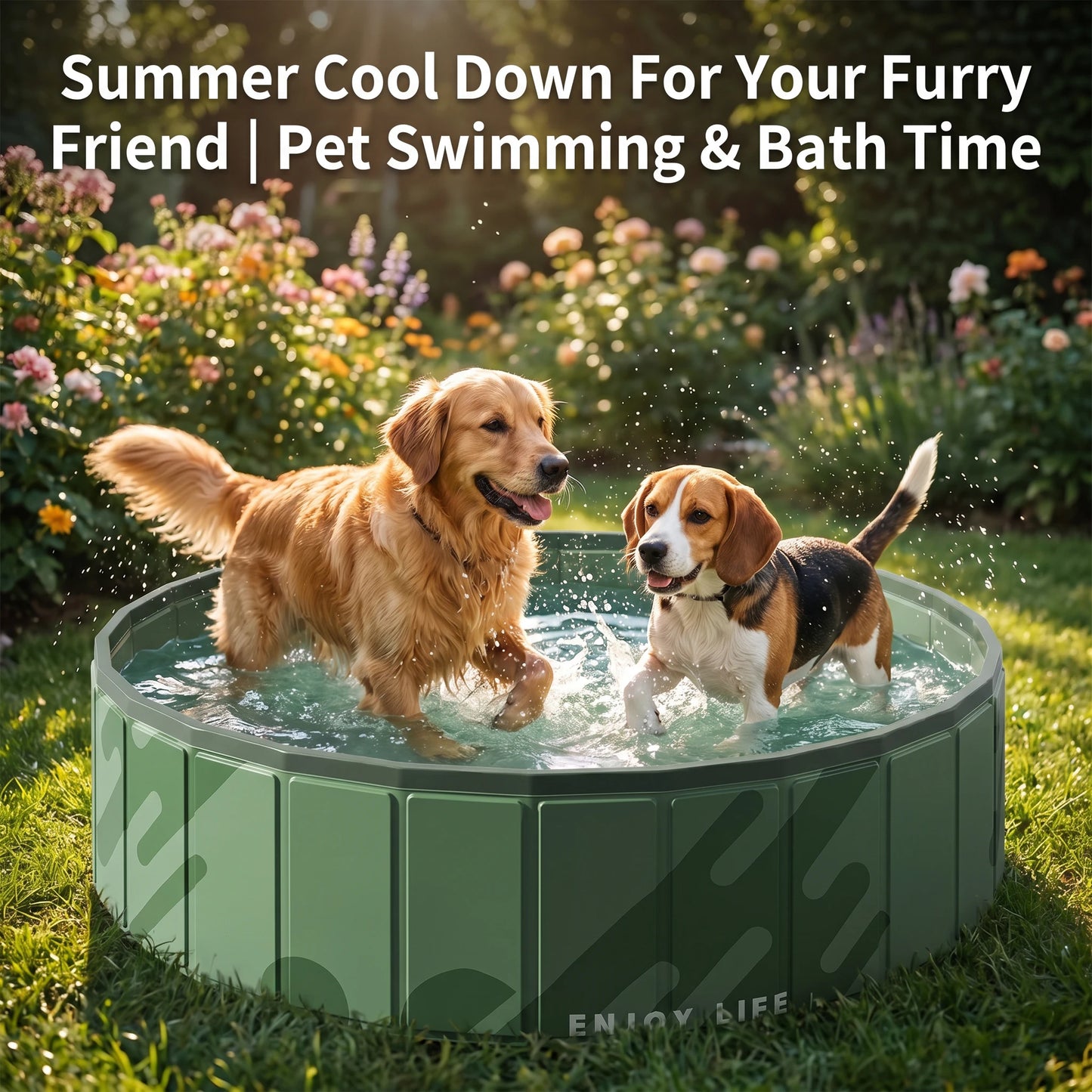 Foldable Anti-Scratch PVC Pet Bath Tub Quick Drain Multi-Purpose Dog Water Pool for Cats Kids Sand Play Thick No-Inflate Design