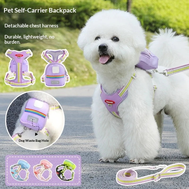 Pet Backpack Harness for Outdoor Travel, Small and Medium-sized Dog Leash, Pet Supplies, Pet Traction Rope Small Dog Accessories