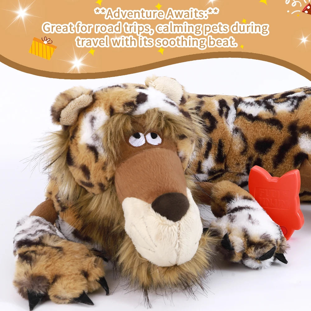 Large Leopard Puppy Heartbeat Toy Comfort Cuddle Pillow Stress Relief & Soothing Aid Soft Toy for Emotional Support