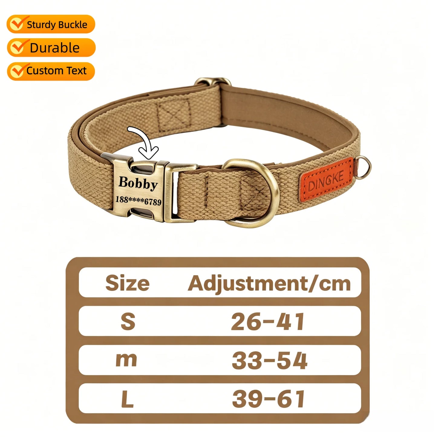 Personalized Nylon Dog Collar Adjustable Dog Collars Customized Pet ID Collar for Small Medium Large Dogs Free Engraving