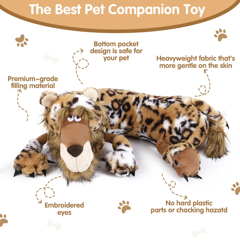 Large Leopard Puppy Heartbeat Toy Comfort Cuddle Pillow Stress Relief & Soothing Aid Soft Toy for Emotional Support