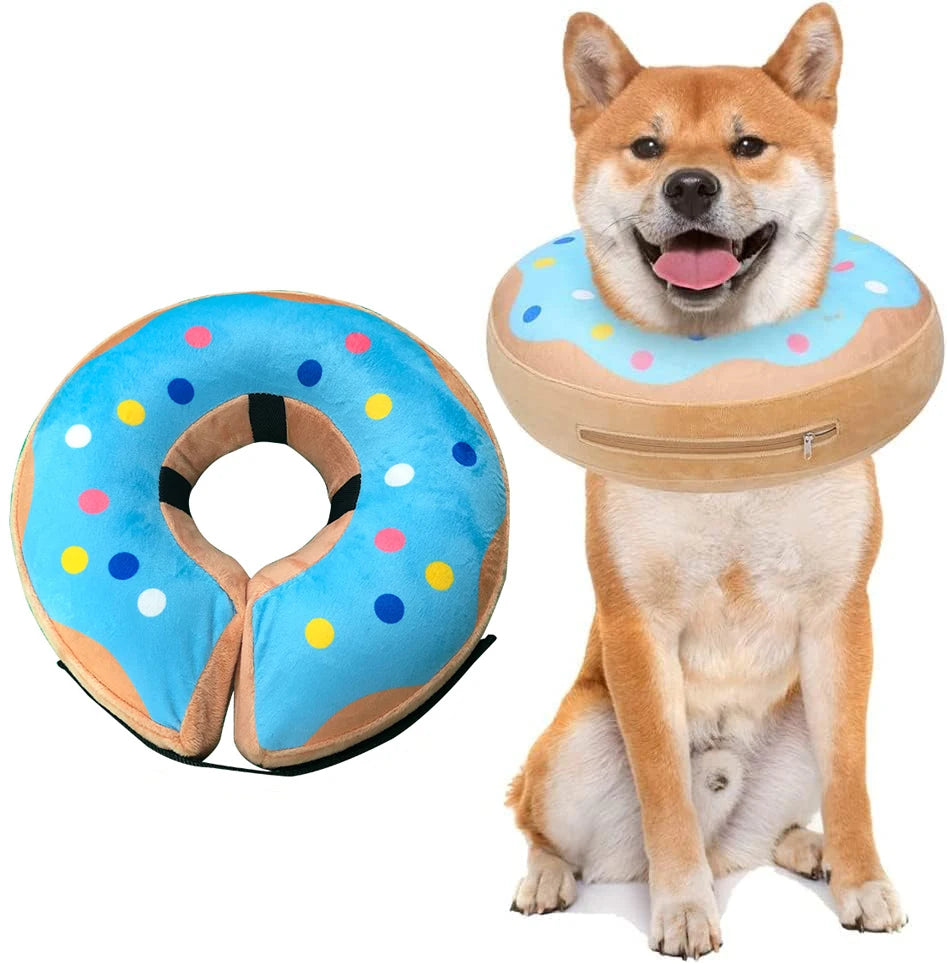 Soft Inflatable Dog Collar Elizabeth Cone Alternative, Post-Surgery Recovery Donut for Small to Large Dogs, Stops Licking Wounds