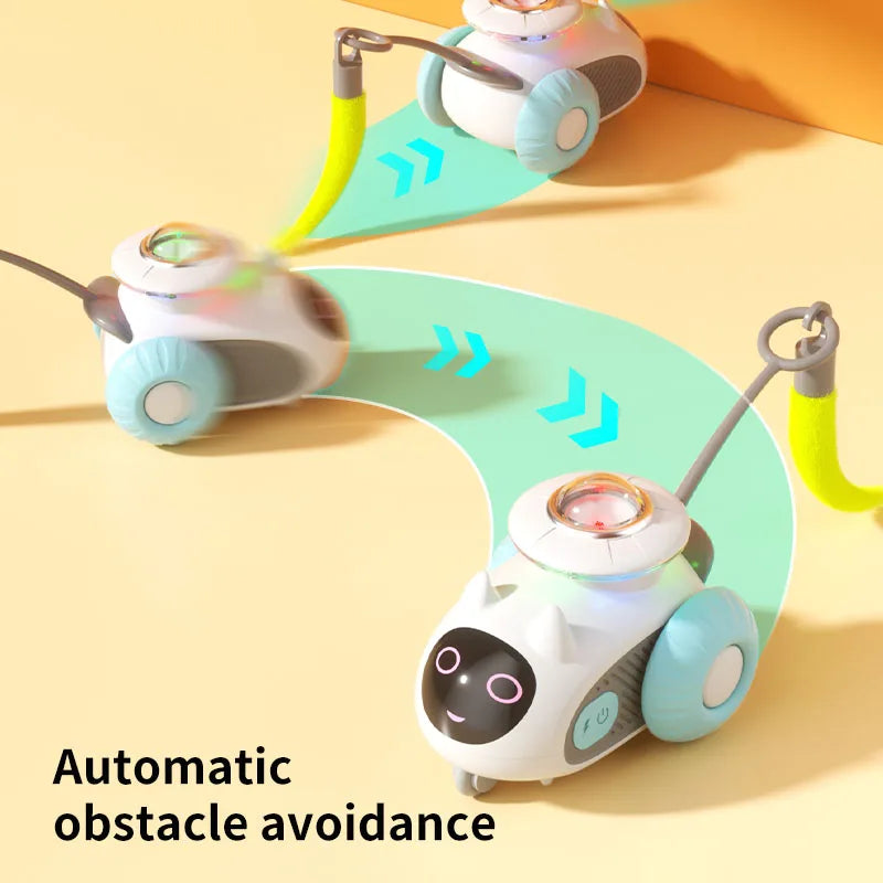 Smart Interactive Cat Toy Automatic Cat Car Funny Feather Teaser  Indoor Kitten Self Play Entertainment Long Battery Life