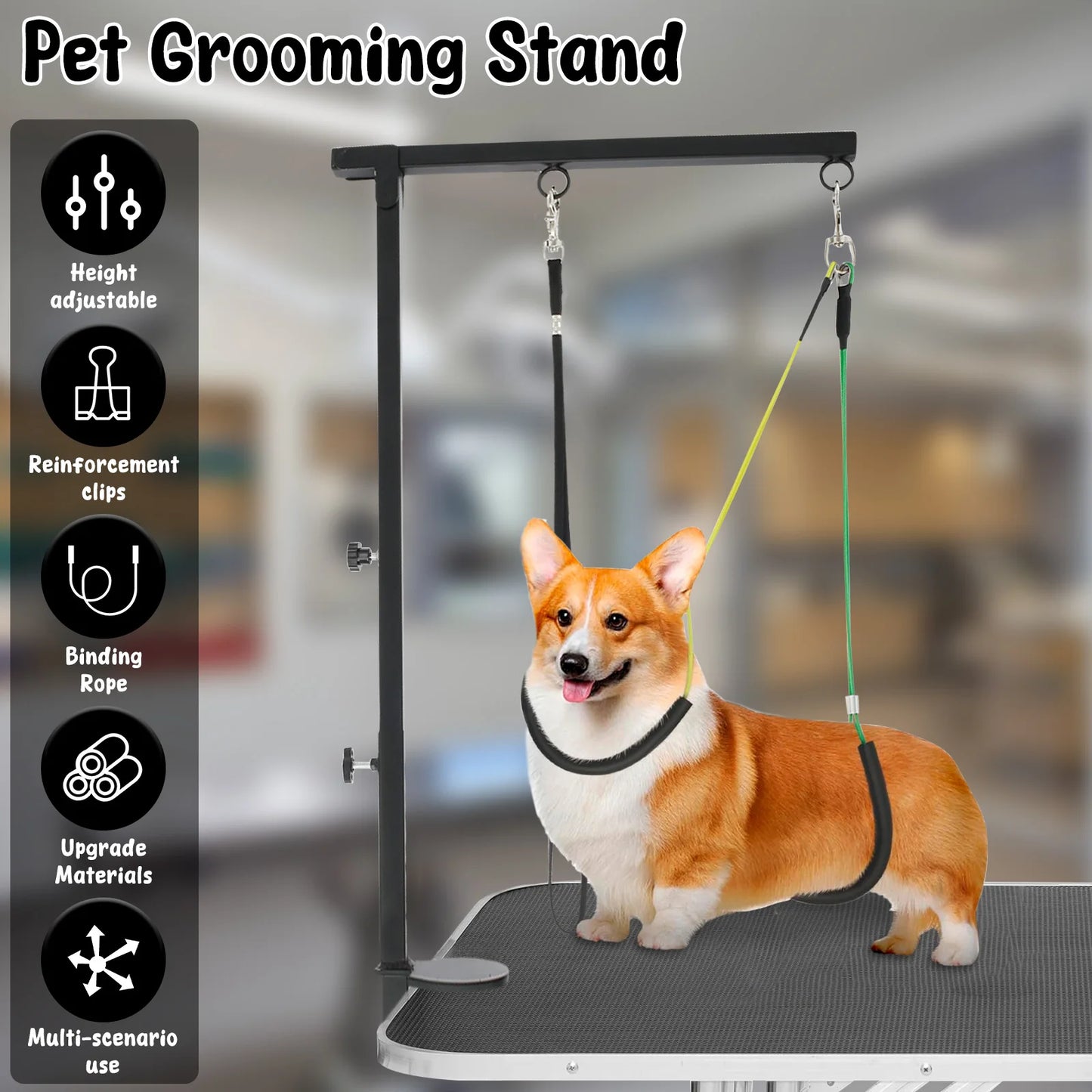 Dog Grooming Table Arm Iron Pet Grooming Stand with Clamp Adjustable Fixed Dog Beauty Stand for Pet Nail Clipping Haircut