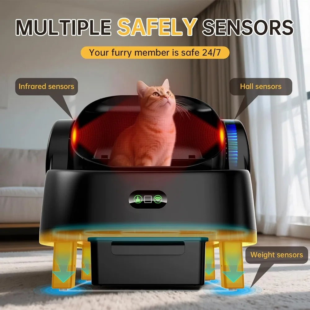 Large Open-Top Automatic Self-Cleaning Cat Litter Box, Smart APP Control, For Multiple Cats, Custom