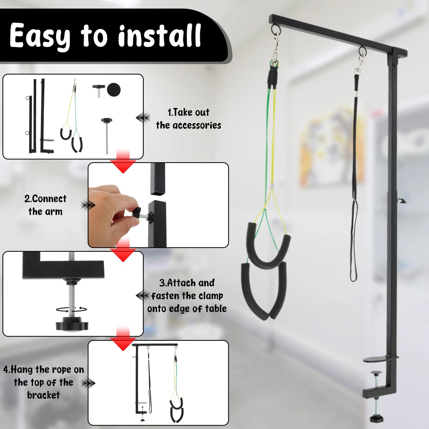 Dog Grooming Table Arm Iron Pet Grooming Stand with Clamp Adjustable Fixed Dog Beauty Stand for Pet Nail Clipping Haircut