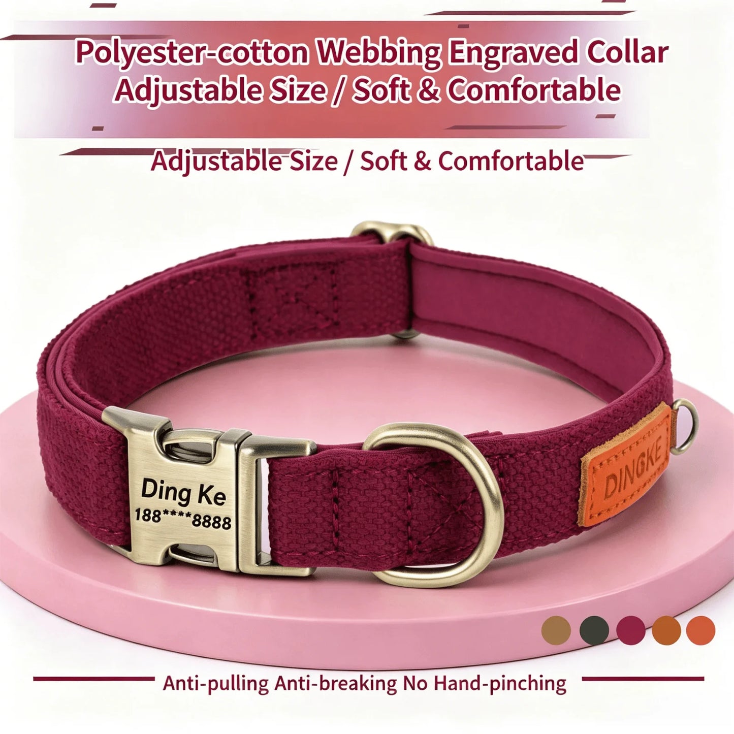 Personalized Nylon Dog Collar Adjustable Dog Collars Customized Pet ID Collar for Small Medium Large Dogs Free Engraving