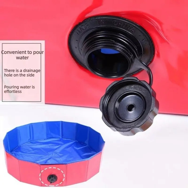 Pet Foldable Pool Cat Dog Bath Swimming Pool Portable Pool with Drain Valve Outdoor Dog Bathing Tub Cat Litter Box Pet Cleaning