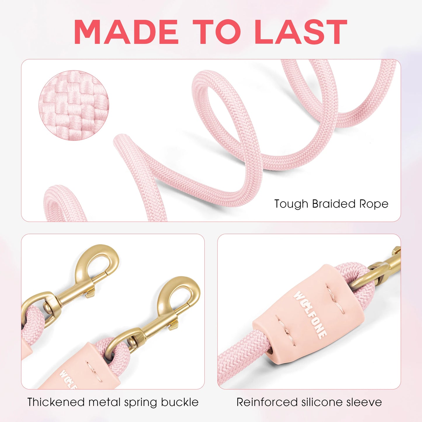 Robust Heavy Duty Double Dog Leash for 2 Dogs Anti-Slip Training Pet Leash for Outdoor Activities 2 Carabiners