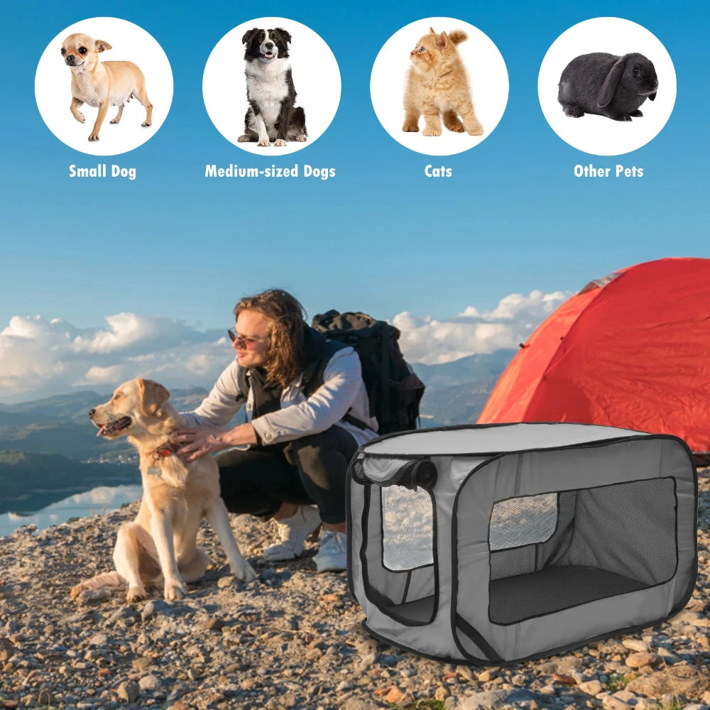 Large SUV Car Trunk Pet Carrier Foldable Dog Crate Pop Up Breathable Mesh Waterproof Tent for Dogs Cats Travel Camping Outdoor