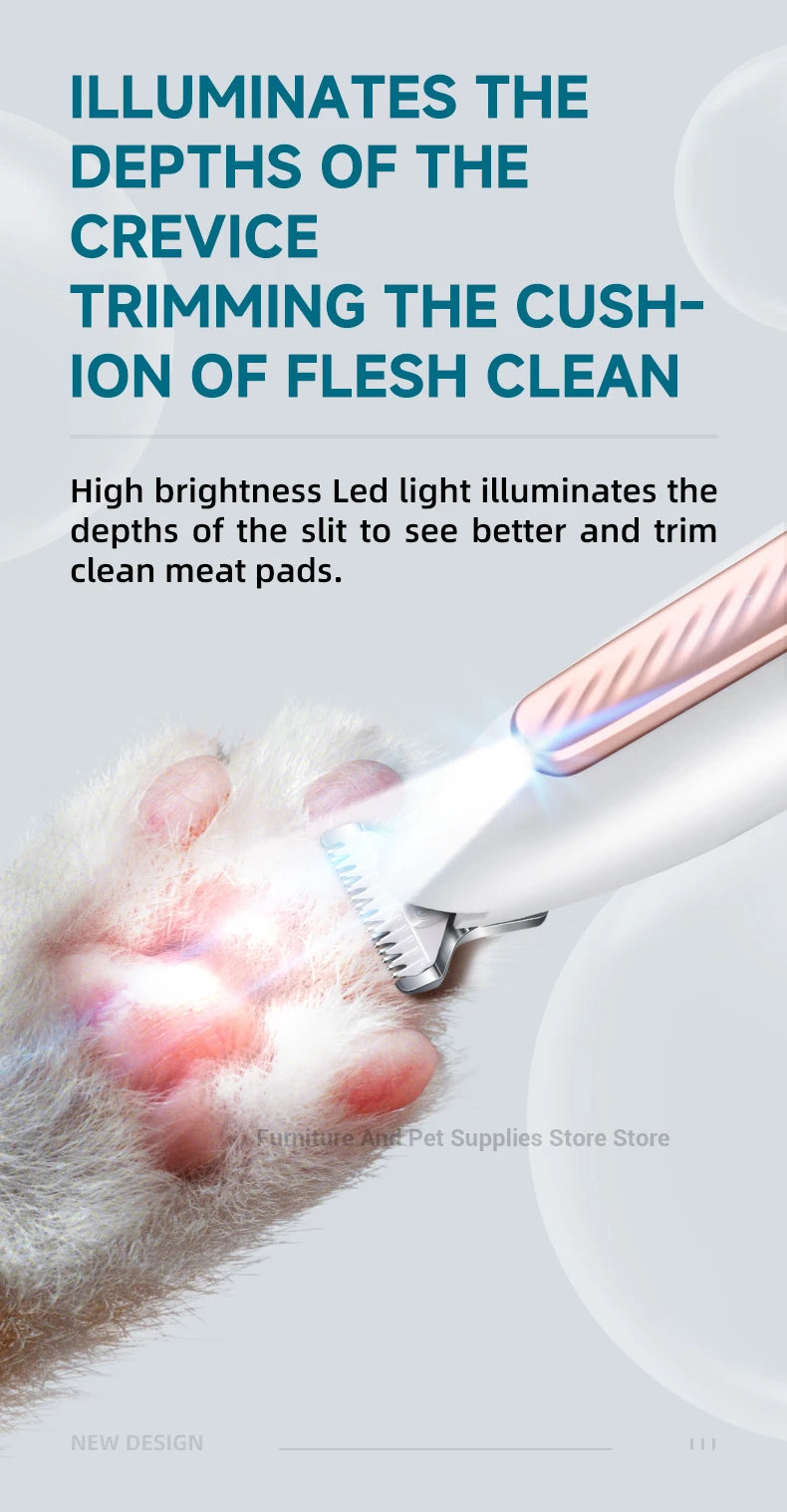 New LED lighting pet paw hair trimmer cat and dog ear/eye area/privacy hair electric trimmer pet paw trimmer pet beauty trimmer