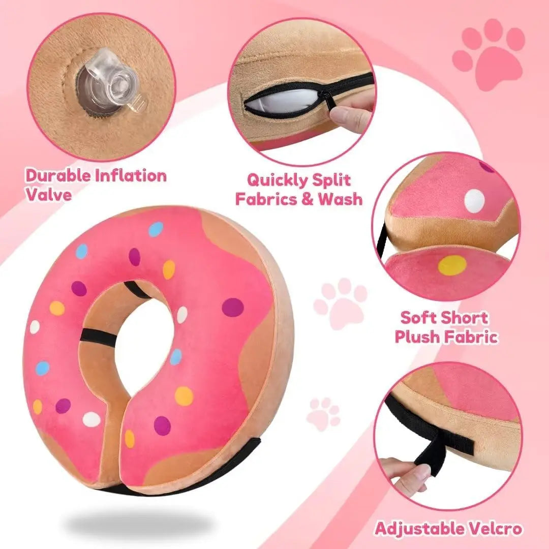Soft Inflatable Dog Collar Elizabeth Cone Alternative, Post-Surgery Recovery Donut for Small to Large Dogs, Stops Licking Wounds