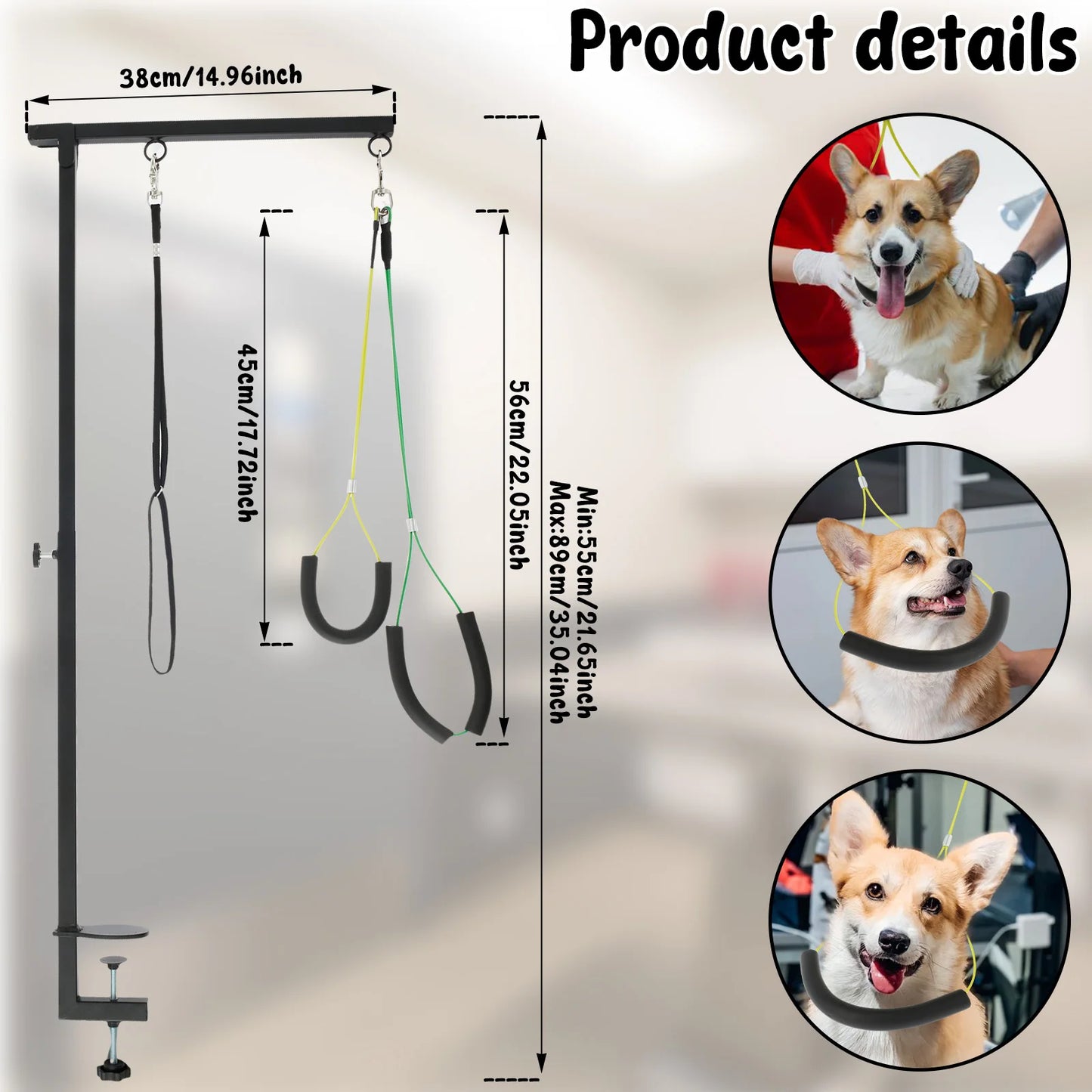 Dog Grooming Table Arm Iron Pet Grooming Stand with Clamp Adjustable Fixed Dog Beauty Stand for Pet Nail Clipping Haircut