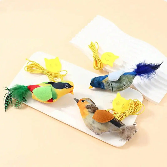 Interactive Cat Toy With Realistic Bird Sounds - No Battery Required, Hanging And Detachable Plaything Hot lifelike Bird Vivid Cat Toys Pet Catnip Simulation Molding Cat Teaser with Feather Soft Plush Fabric Toys for Kitten