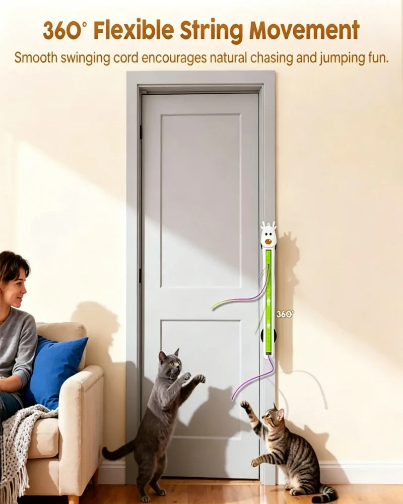 Cat Interactive Toy Auto Flying Rope Self-Play Funny Toy Pet Cat Kitten Stress Relief Caterpillar Teaser Adjustable Motion Modes