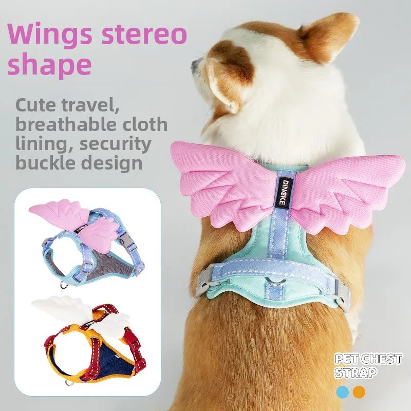 Angel Wings Dog Harness, Adjustable No Pull Pet Vest for Small to Large Breeds, Cute Corgi Shiba Inu Golden Retriever Gear