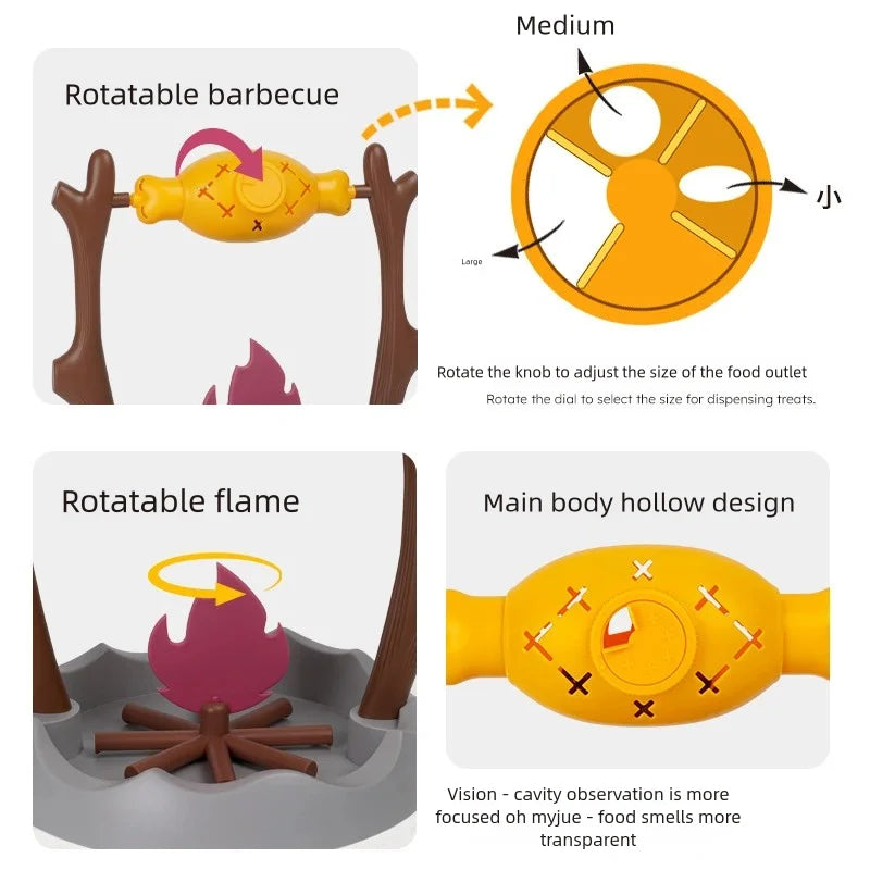 Cat and dog toys, roasted chicken leg 360° rotating food hiding and feeding device, slow-moving feeder, educational items