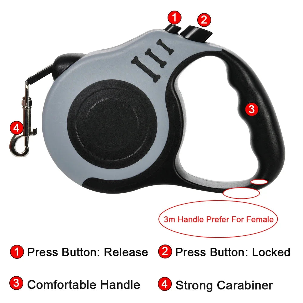 Dog Leash Strong 3m 5m Nylon Puppy Lead For Small Medium Large Dogs Cats Automatic Retractable Durable Yorkshire Pet Supplies