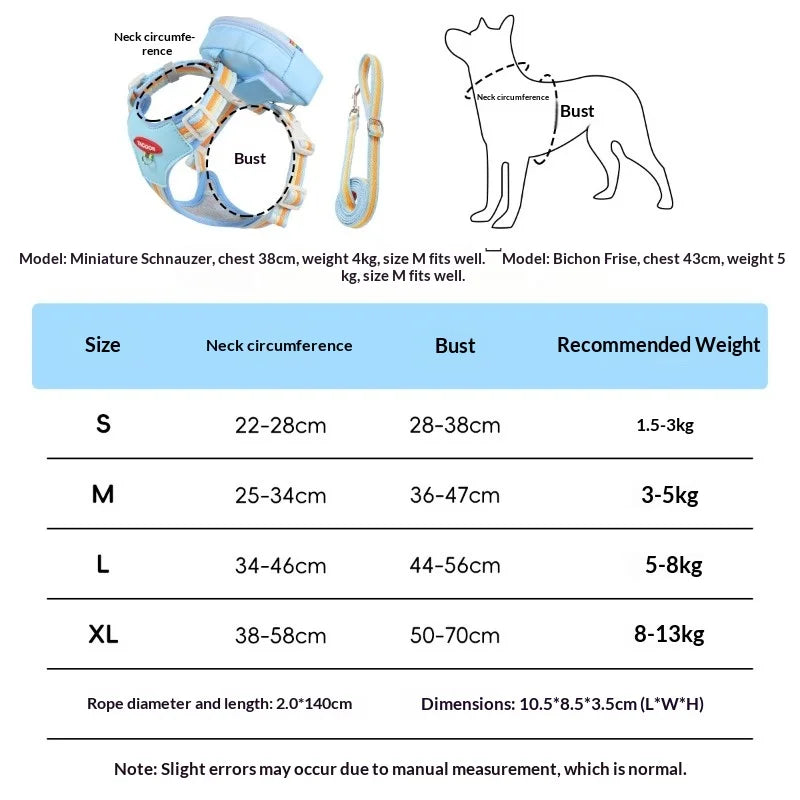 Pet Backpack Harness for Outdoor Travel, Small and Medium-sized Dog Leash, Pet Supplies, Pet Traction Rope Small Dog Accessories