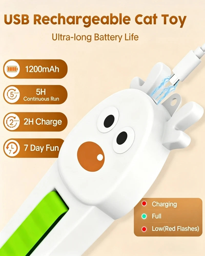 Cat Interactive Toy Auto Flying Rope Self-Play Funny Toy Pet Cat Kitten Stress Relief Caterpillar Teaser Adjustable Motion Modes