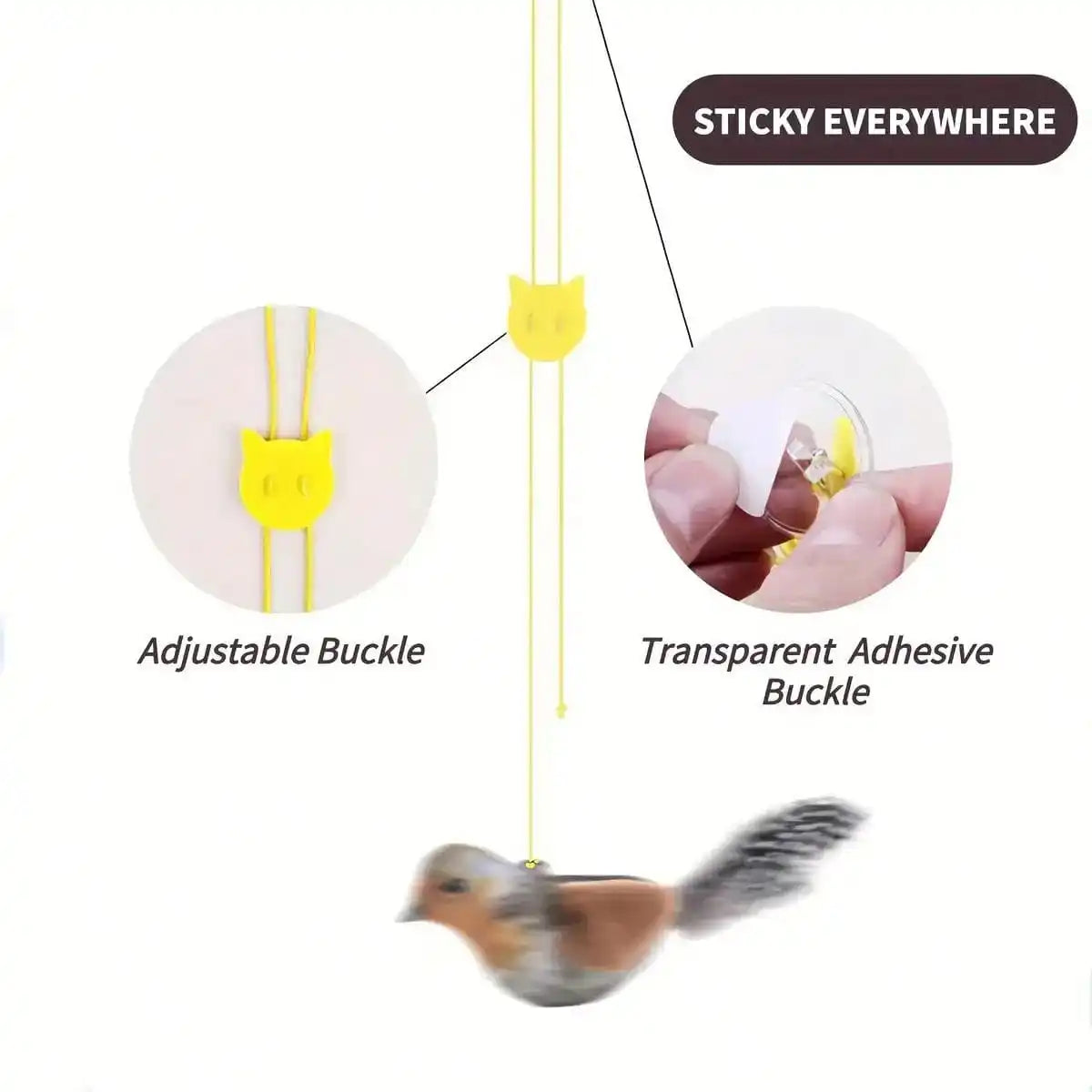 Interactive Cat Toy With Realistic Bird Sounds - No Battery Required, Hanging And Detachable Plaything Hot lifelike Bird Vivid Cat Toys Pet Catnip Simulation Molding Cat Teaser with Feather Soft Plush Fabric Toys for Kitten