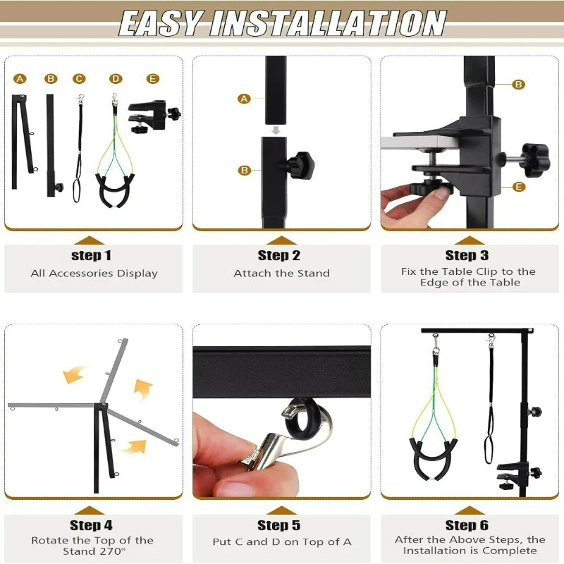 For Pet Nail Clipping Haircut Dog Grooming Table Arm Iron Pet Grooming Stand with Clamp Height Adjustable Fixed Dog Beauty Stand