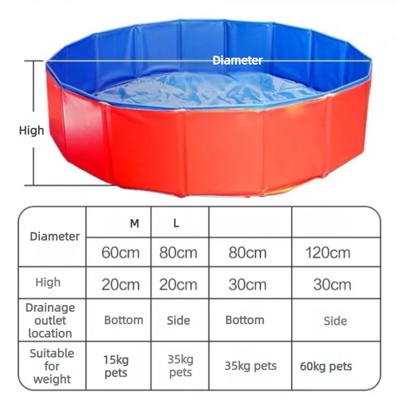Pet Foldable Pool Cat Dog Bath Swimming Pool Portable Pool with Drain Valve Outdoor Dog Bathing Tub Cat Litter Box Pet Cleaning