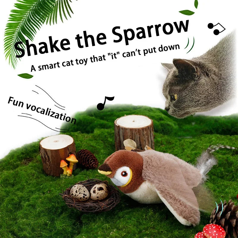 Pet USB Rechargeable Cat Interactive Toys Catnip Electric Pat Bird (with Catnip) Dog Cats Touch-Activated Squeaky Plush Hot Toy